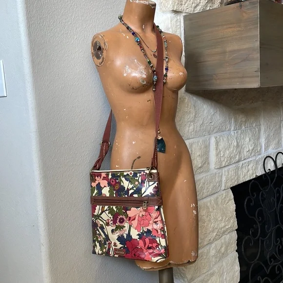 Sakroots Purse Flat Crossbody Shoulder Bag Boho Peace Coated Canvas - Picture 5 of 5